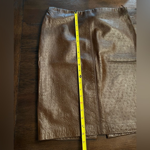LAUNDRY NWT LAMBSKIN LEATHER SKIRT Sz 4 Shelli Segal Chocolate Brown Pencil Fall - Picture 6 of 10